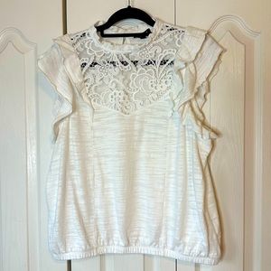Express Lace Detail Ruffle Top XL